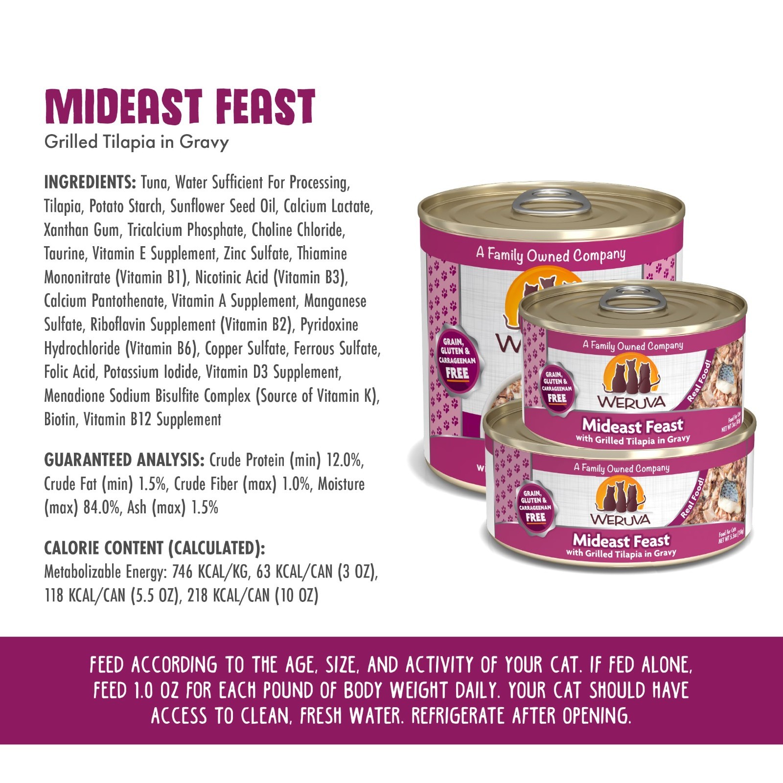 Weruva Classic Cat Food, Mideast Feast with Grilled Tilapia in Gravy, (24) 5.5oz