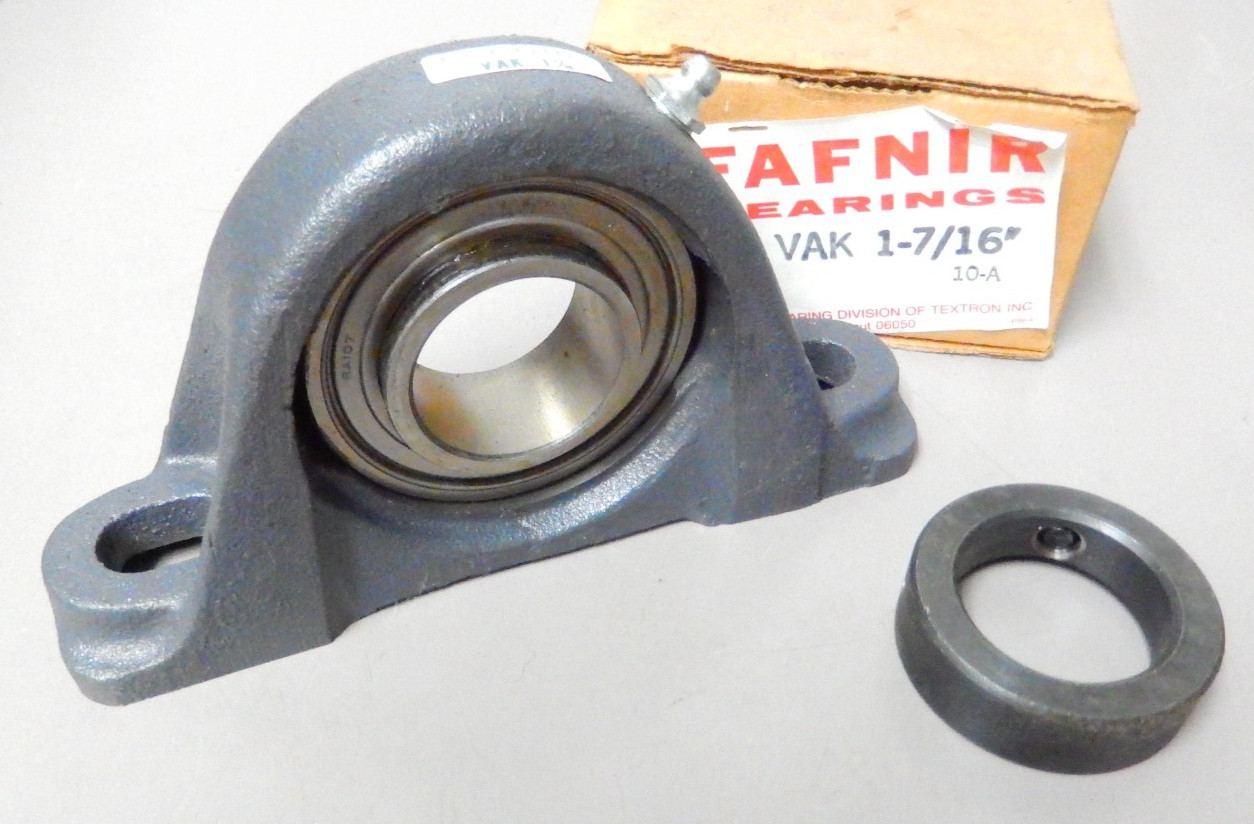 Fafnir VAK 1 7/16″ Pillow Block Bearing 2 Bolt Mount With Locking Collar 1-7/16″