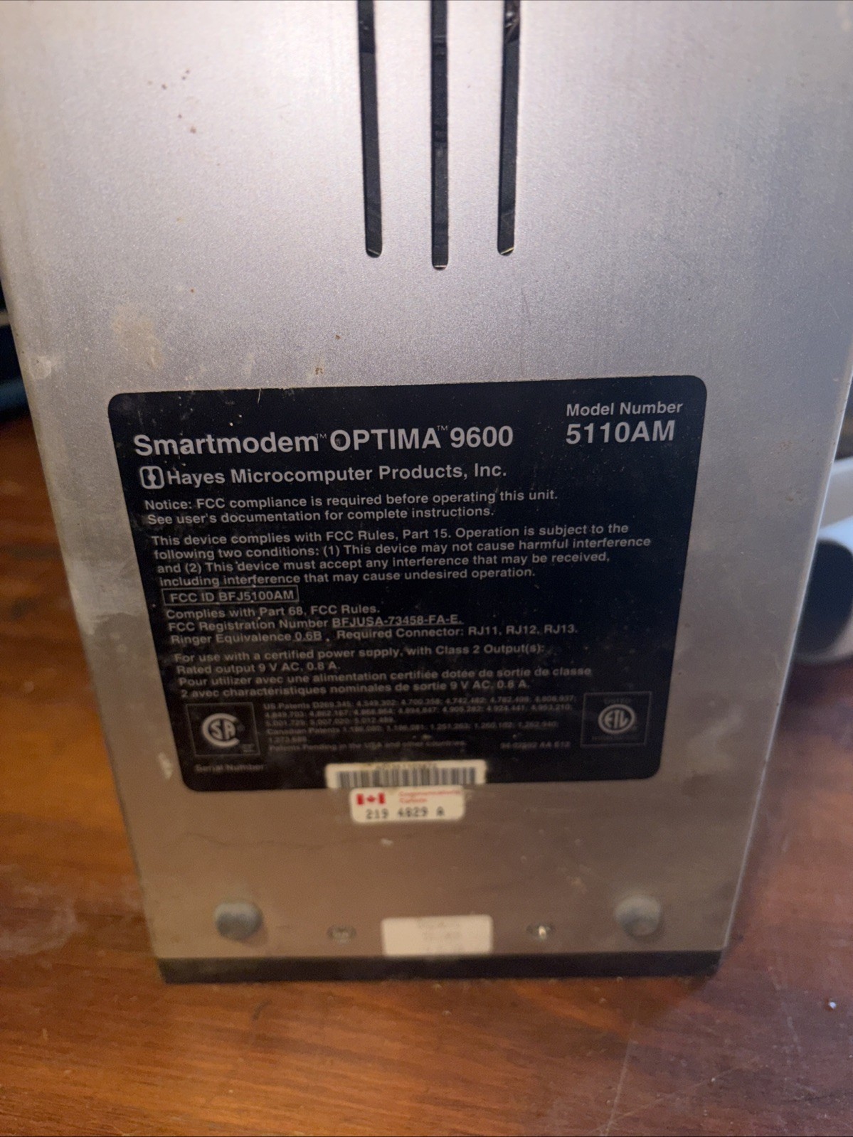 Hayes 5110AM Smartmodem Optima 9600 V.32 OPTIMA 96 Microcomputer Unit Only No AC