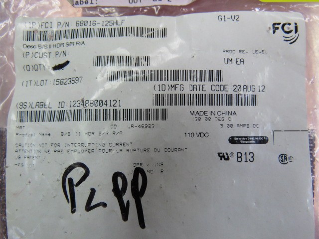 FCI 68016-125HLF Qty of 2 per Lot CONN. 25X1 PIN SPADINO 90 AU P2.54 H5.8