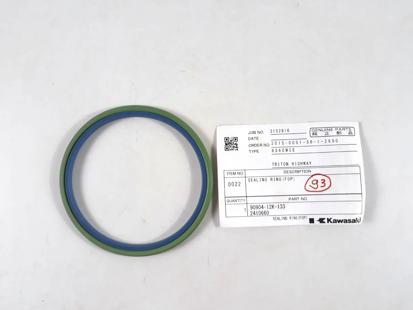 Sealing Ring 90904-12K-133 2410660 For Kawasaki 8S60MCE Genuine Parts (PACK 2)