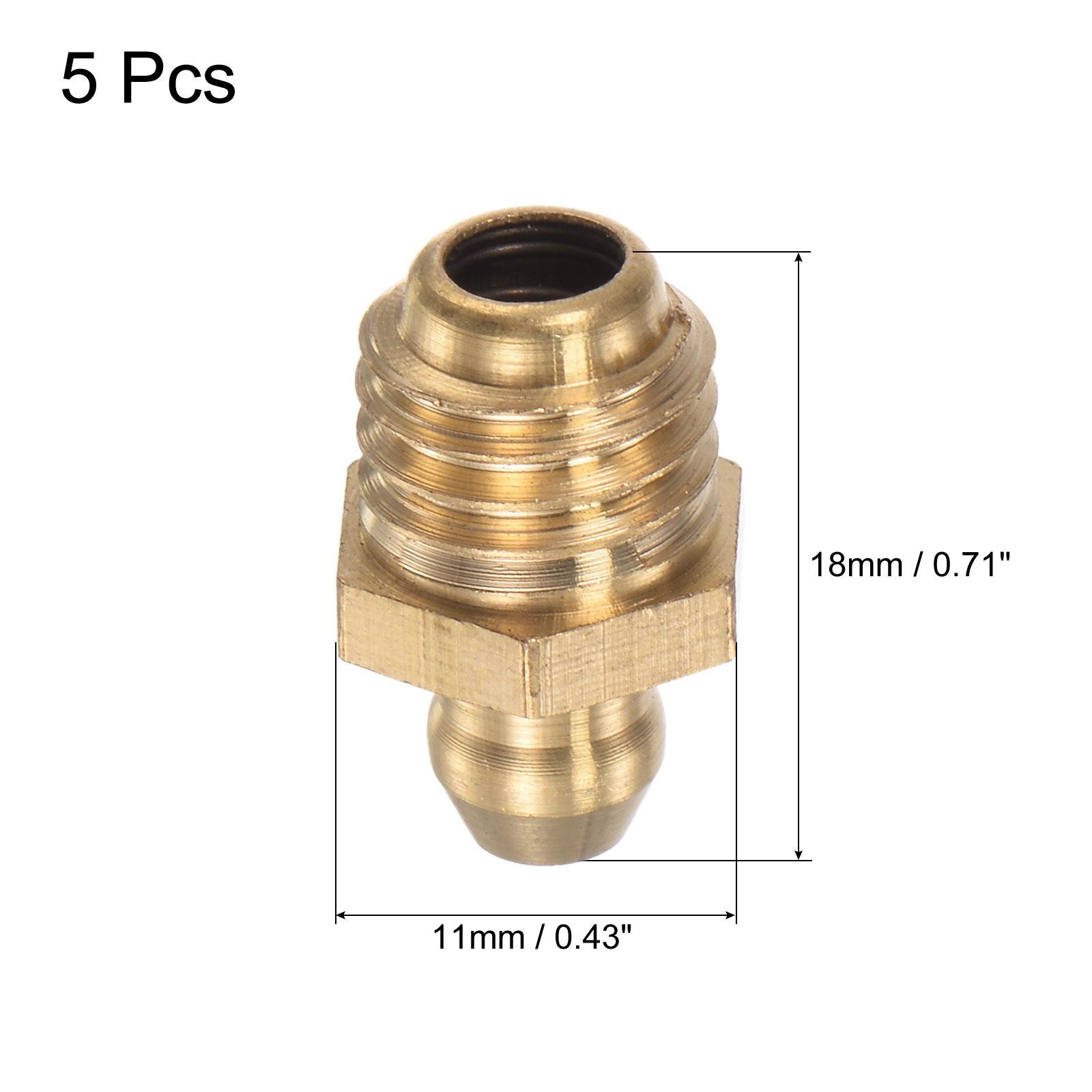 5Pcs Brass Straight Hydraulic Grease Fitting Accessories M10 x 1.5mm Thread