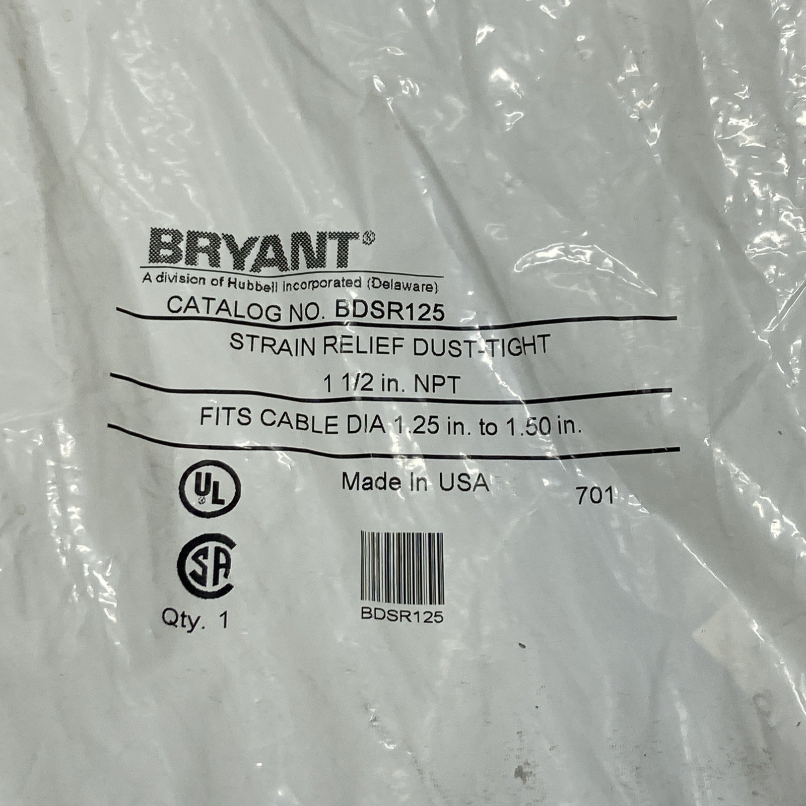 NEW HUBBELL KELLEMS BDSR125 CORD GRIP 1.25-1.50 *READ*