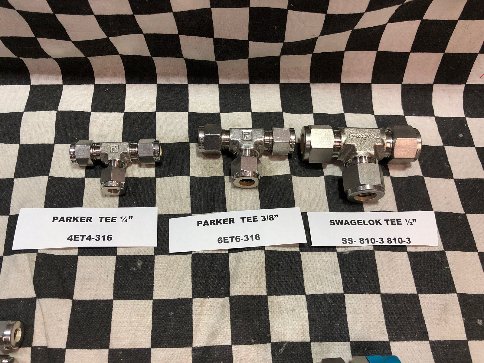 PARKER/SWAGELOK TEE 4ET4-316, 6ET6-316, 8TUR4-316, SS- 810-3, SS- 600-1-6#1543P8