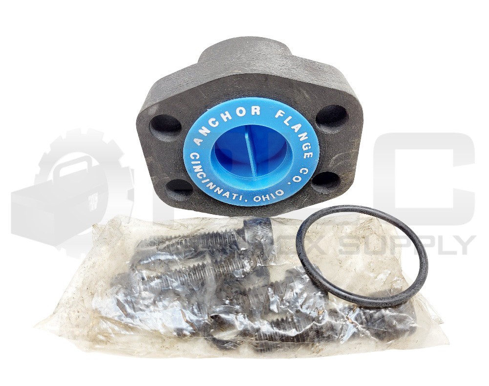 NEW ANCHOR FLANGE CO. HYDRAULIC FLANGE, 4-BOLT W/ GASKET W/ SCREWS