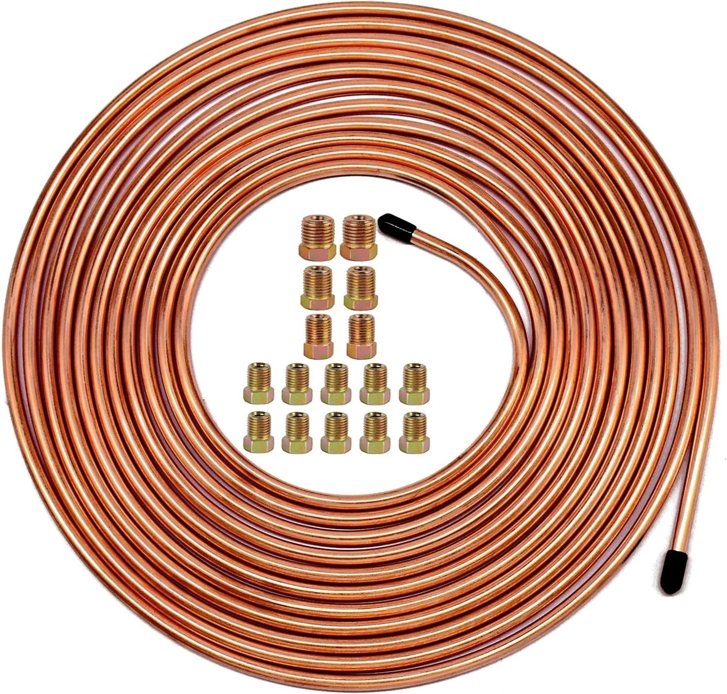 Upgraded Brake Line Tubing Kit – 25 Ft. of 3/16 Copper Coated Flexible Tube, …