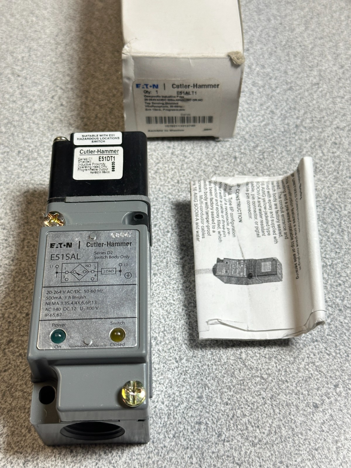 NEW EATON E51ALT1 COMPOSITE INDUCTIVE PROXIMITY SENSOR TOP SENSING SHIELDED