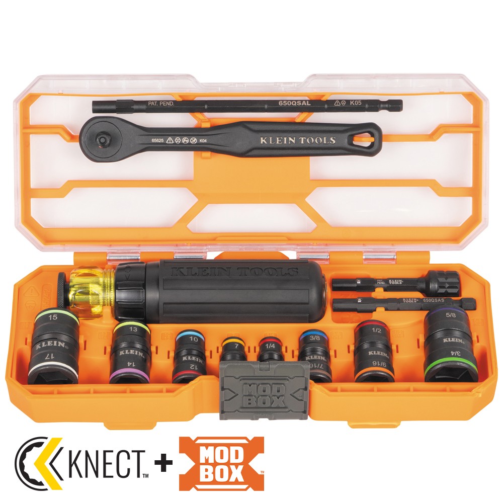 Klein Tools 65242 Flip Socket Set 1/4″ 3/8″ Impact-Rated Steel Ratcheting