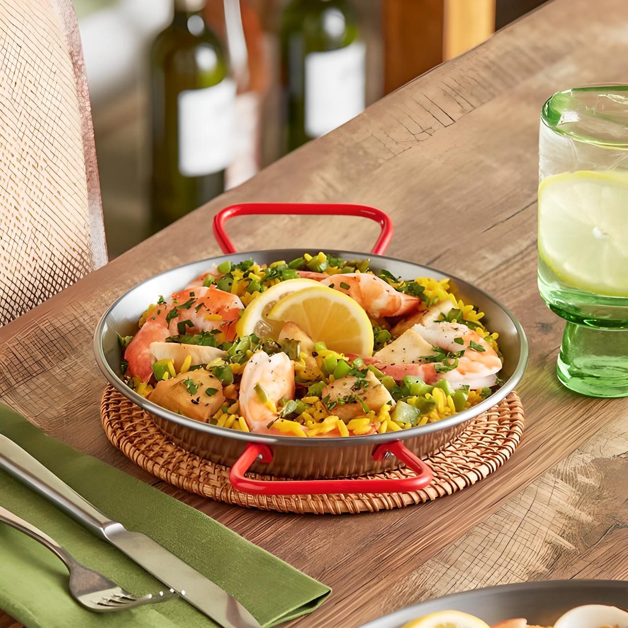 OCS Parts 8-Inch Polished Carbon Steel Paella Skillet Pan