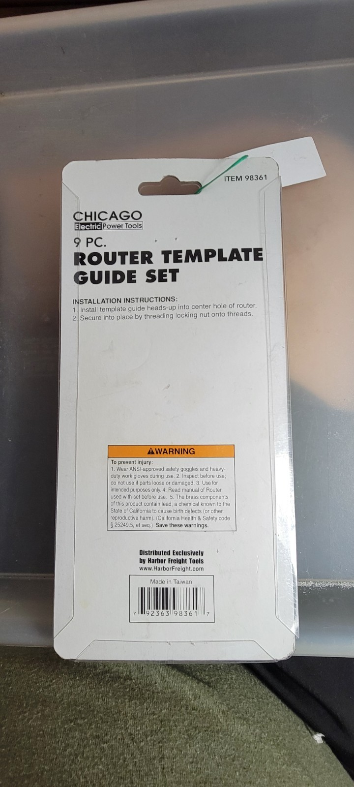 CHICAGO ELECTRIC POWER TOOLS 98361 PIECE ROUTER TEMPLATE GUIDE SET, White Box
