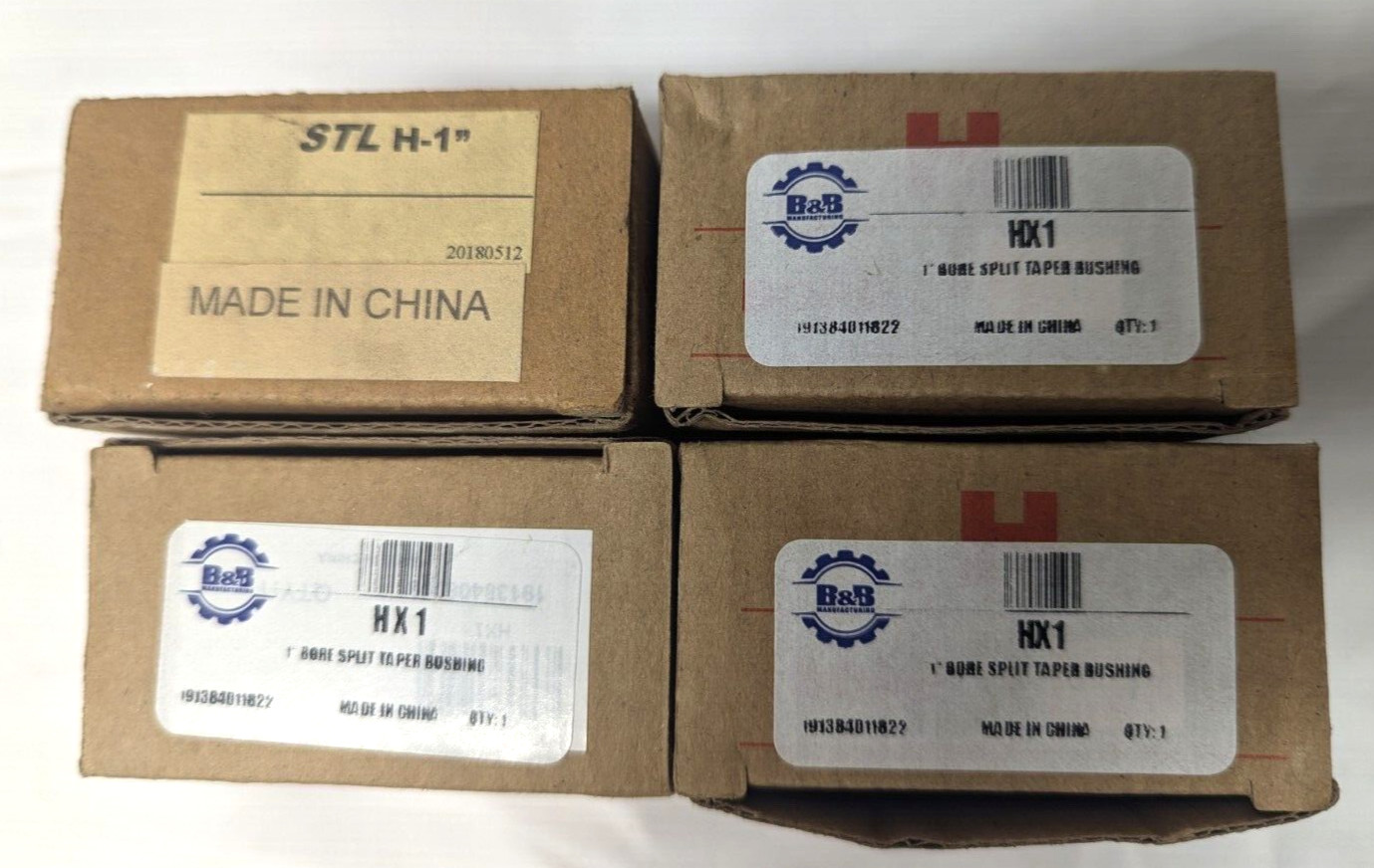 Lot of 4 B & B 1″ Bore Split Taper Bushings, #HX1 (New in original boxes)