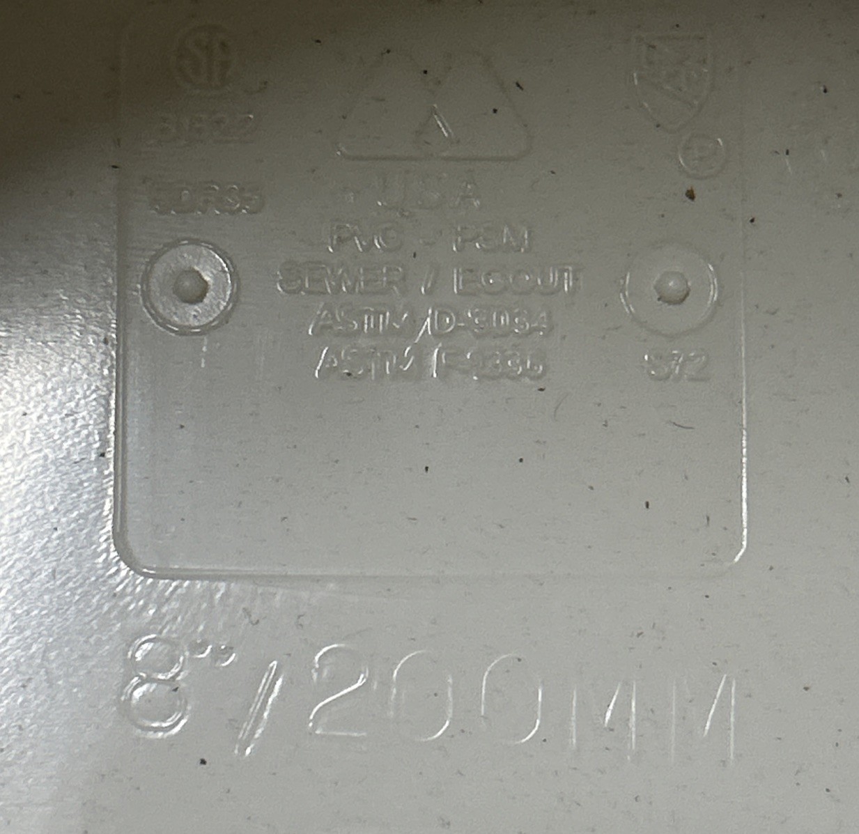 8-Inch End Cap for A DR35 PVC PSM SWR Sewer Pipe Solvent Weld USA Made
