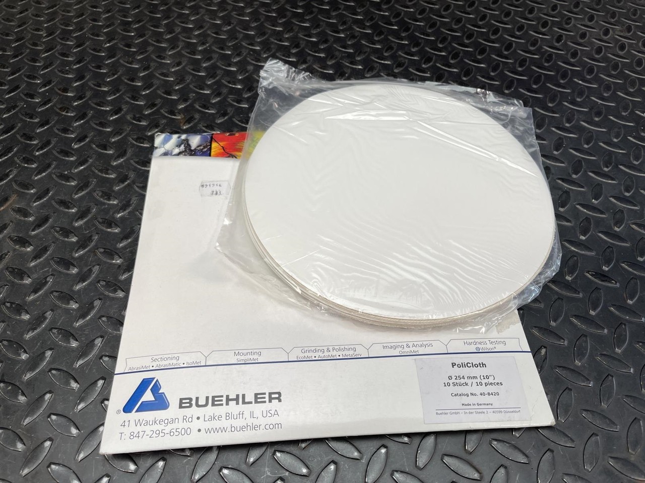 Buehler 40-8420 Policloth 10″ PSA Intermediate Polishing Cloth, Box of 10