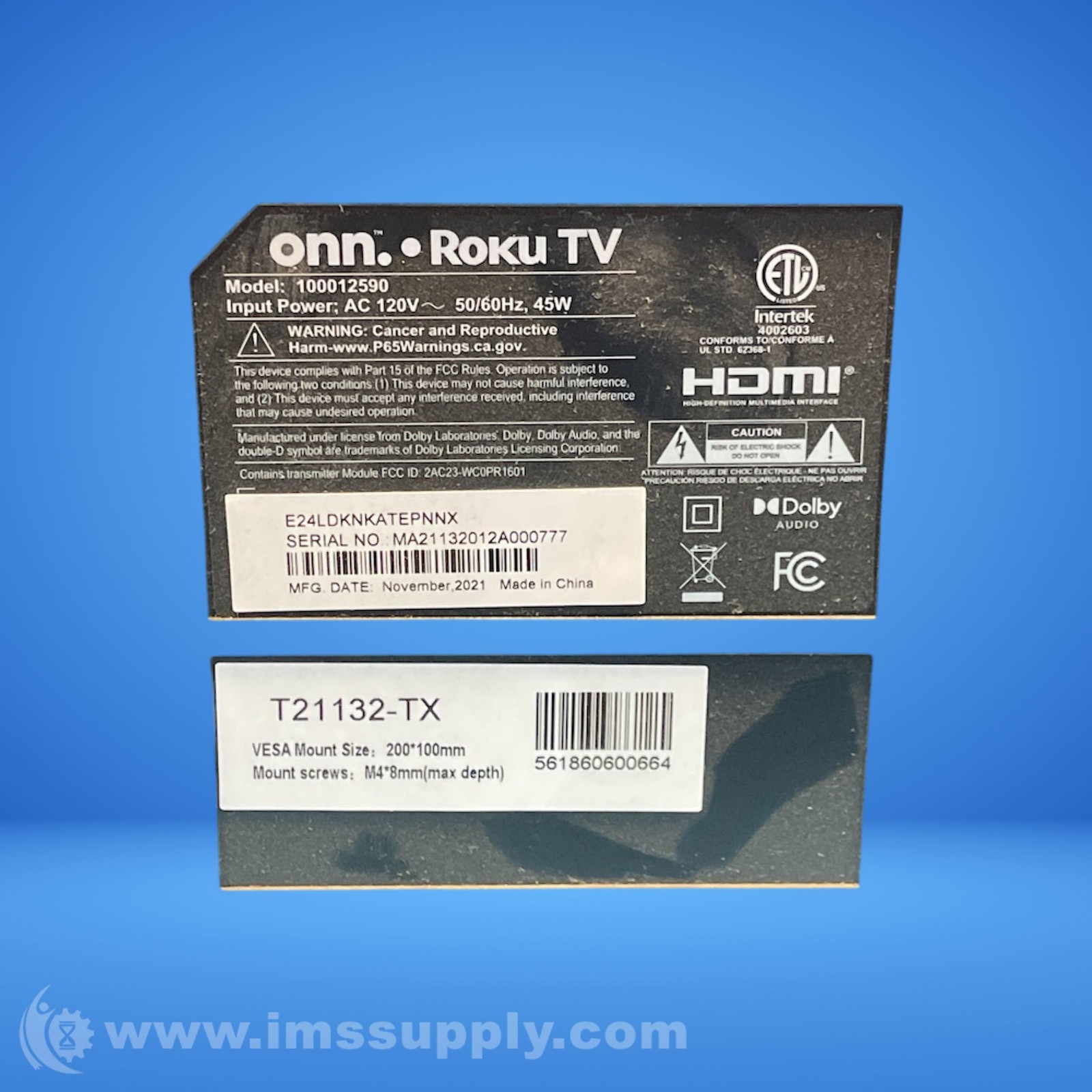 Onn. 100012590 Roku 24 inch 720P LED TV 0756