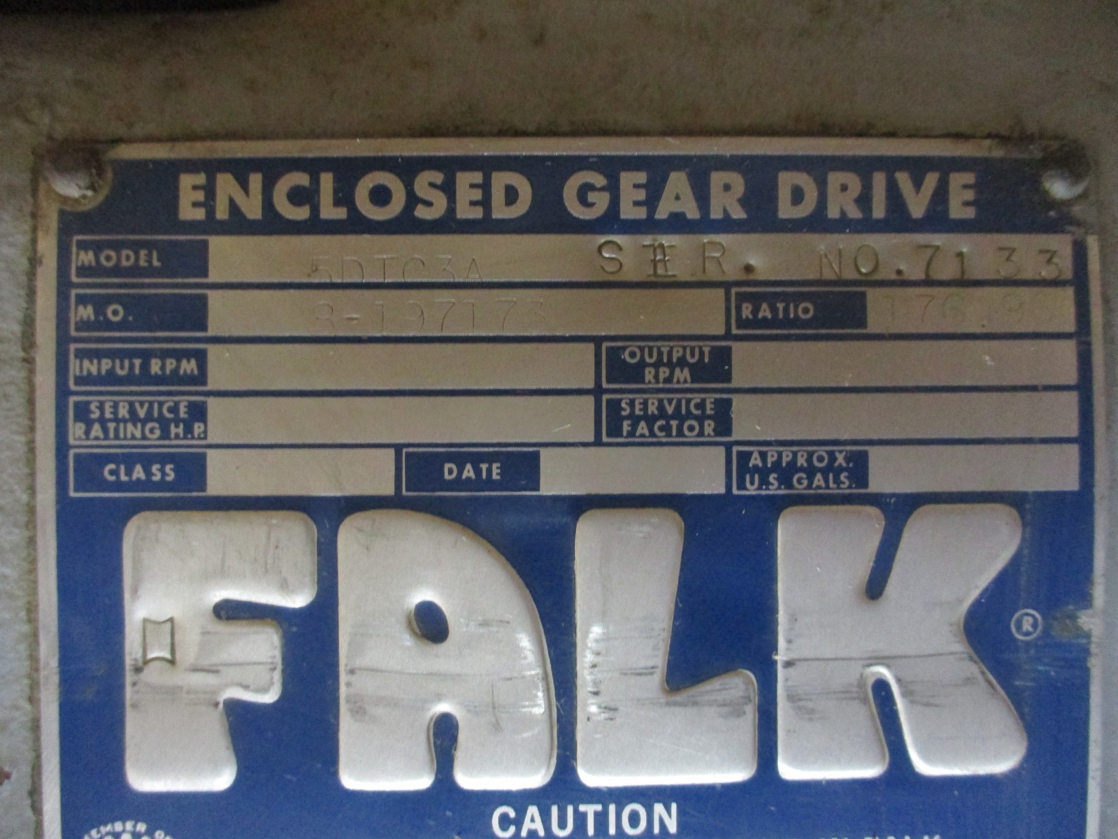 Falk Enclosed Gear Drive 5DTC3A Ratio 176.96 53515DH