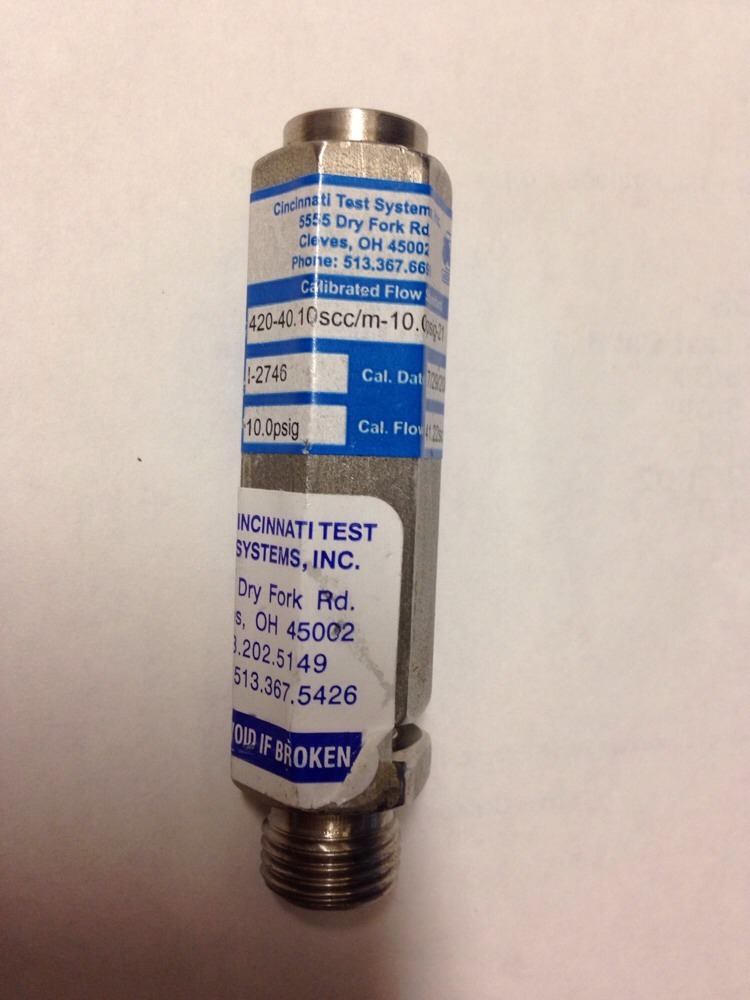 Cincinnati Test Systems 420-40.10scc/m-10.0psig-21, EX0I2746 SHIPSAMEDY #1645Q4