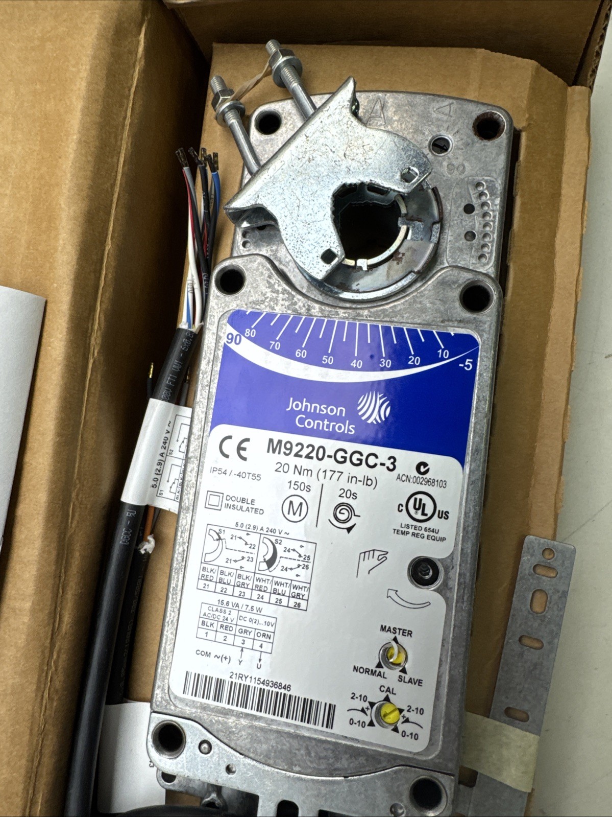 JOHNSON CONTROLS M9220-GGC-3 Actuator 24VAC/VDC 20Nm 177 in/lb Spring Return