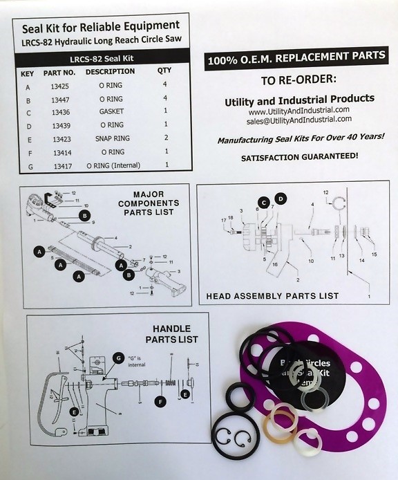 Seal Kit – Reliable Hydraulic Circular Saw Seal Kit # LRCS-82KIT