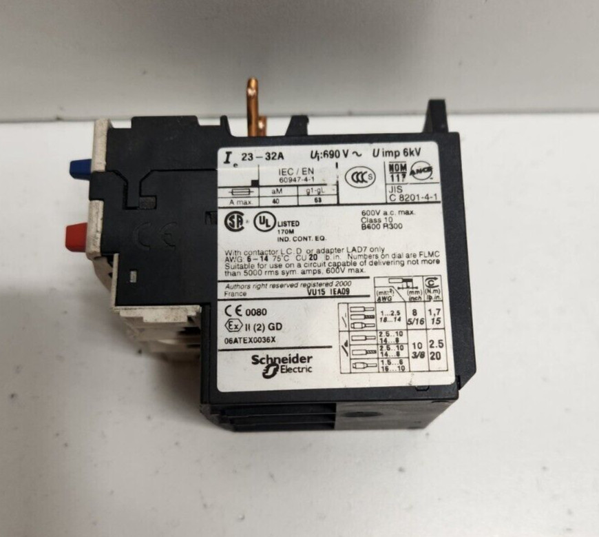 GUARANTEED! TELEMECANIQUE 23-32A 690V OVERLOAD RELAY LRD32