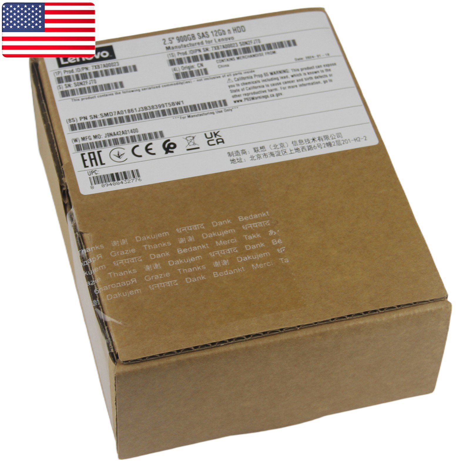 New Lenovo 00YK012 7XB7A00023 2.5 ” 900GB 15K SAS 12G HDD HARD DRIVE – US Stock