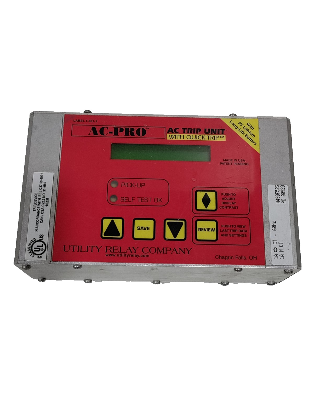 *USED TESTED* Utility Relay Company T-361-2 Ac-pro Ac Trip Unit W/quick-trip