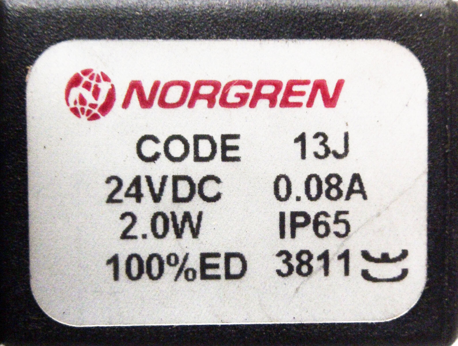 NORGREN V60P711AA313JB SOLENOID VALVE 145PSIG W/ (2) 13J COIL 24VDC 0.08A 2.W