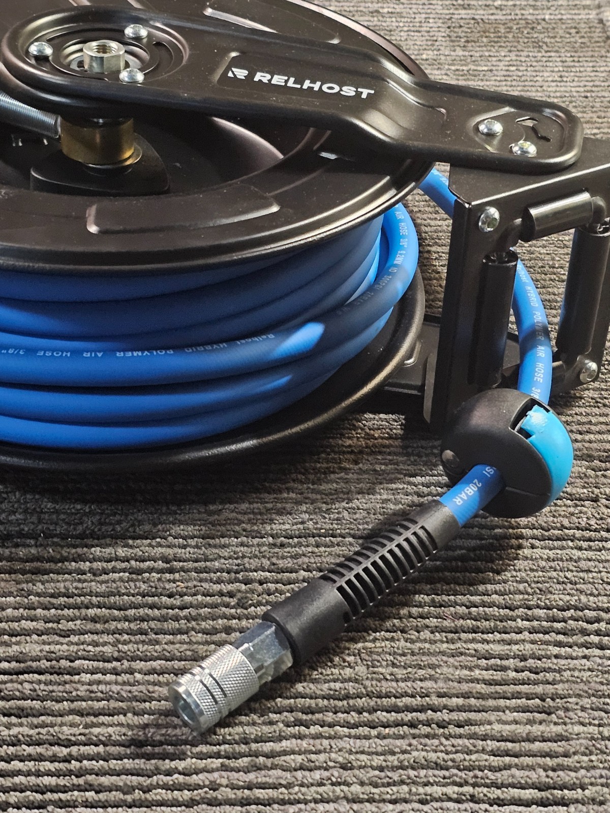Relhost Retractable Air Hose Reel, 50 ft x 3/8 in Hybrid Air Hose Max 300PSI