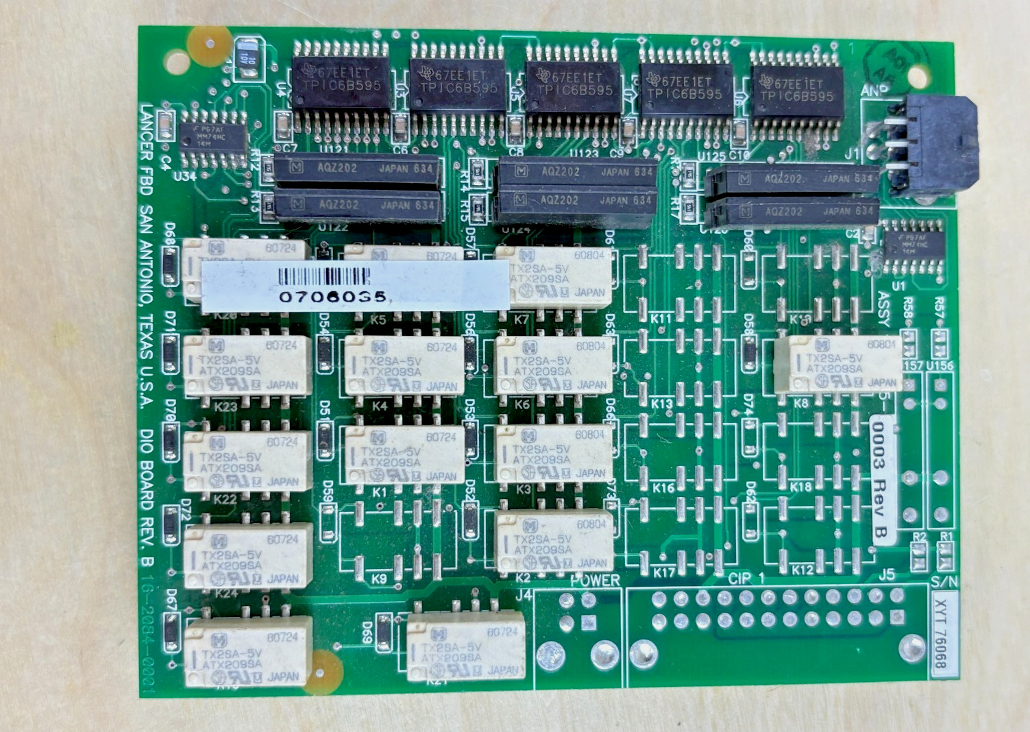 Lancer FBD 16-2085-0003 Rev B DIO Board, 16-2084-001