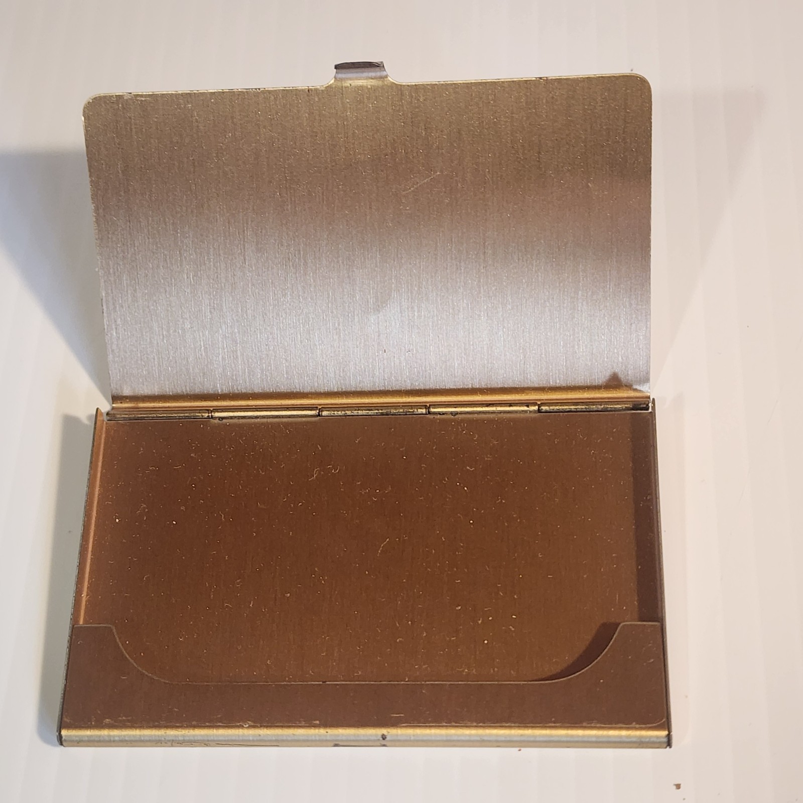 Vintage Brass Business Card Holder Maple Leaf Canada Souvenir Gold Tone Case