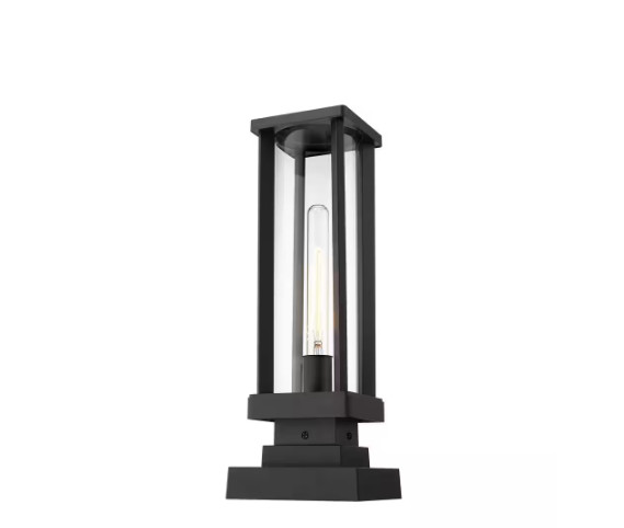 Glenwood 15 in. 1-Light Black Aluminum Hardwired Outdoor Pier Mount Light