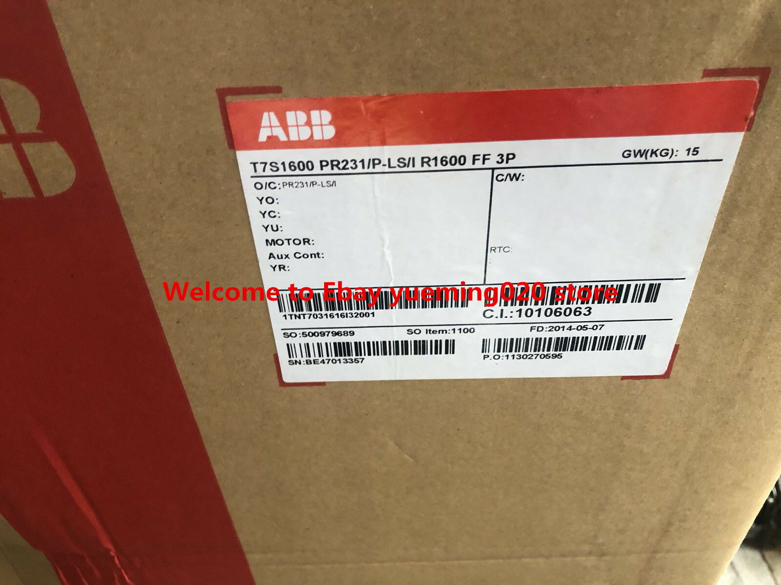 ABB T7S1600 PR231/P-LS/I 3P 1600A 1TNT7031616I32001 Breaker