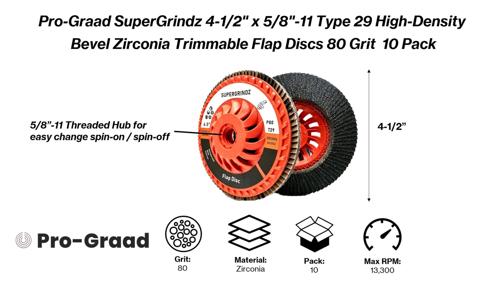SuperGrindz Bevel Type 29 High-Density Zirconia Trimmable Flap Discs
