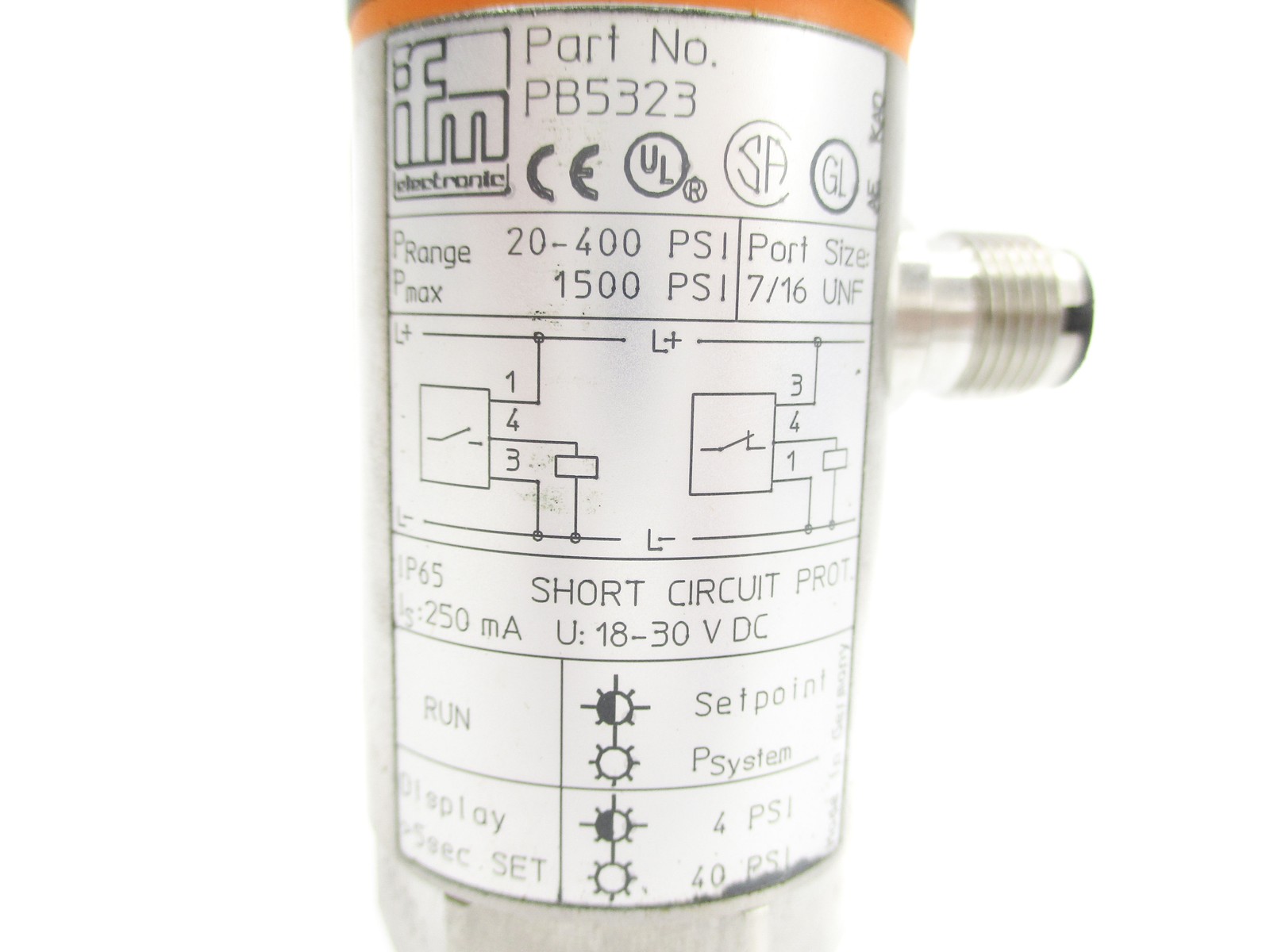 IFM EFECTOR PB5323 18-30VDC 20-400PSI NSNP