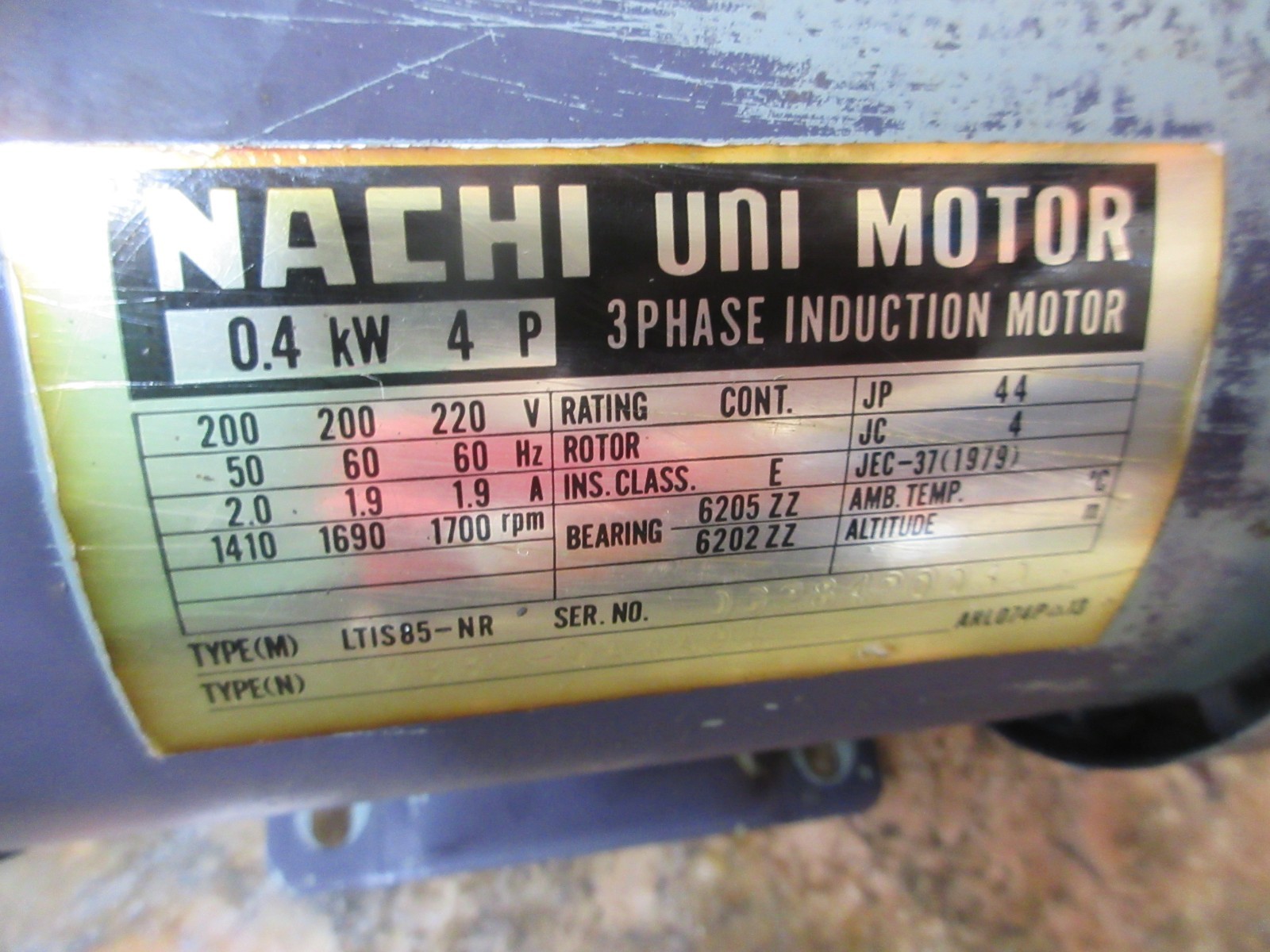 1996 CITIZEN L25 CNC NACHI MOTOR LTIS85-NR VBBA-0A4A04 VDS-0B-1A2-TU-1731K PUMP