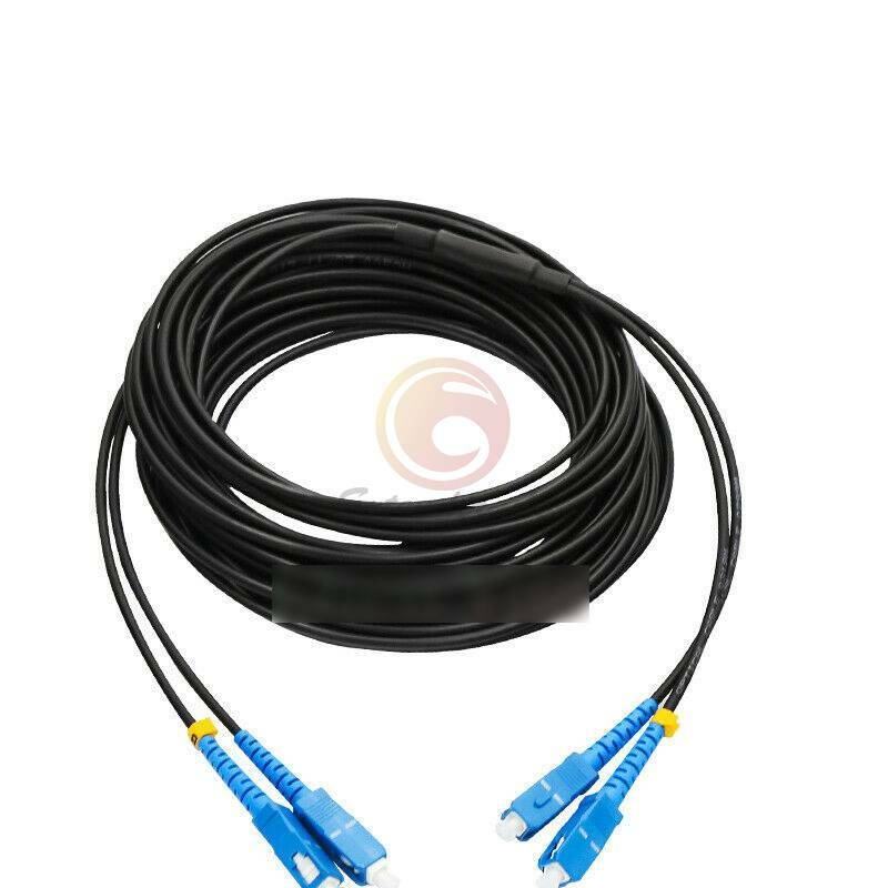 200M Black Armored Fiber Cable SC-SC UPC SM 9/125 Duplex Fiber Optic Patch Cord