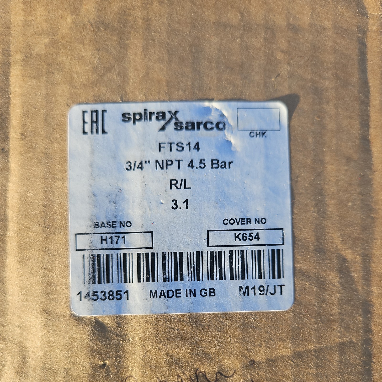 Spirax Sarco FTS14-4.5 bar 3/4″ NPT Steam Trap RL 3.1