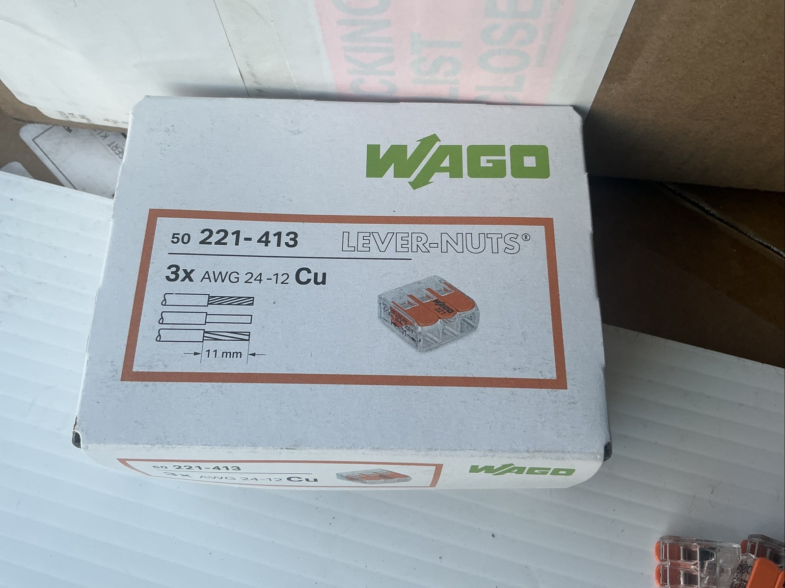 WAGO 212-413 LEVER NUTS 3X AWG 24-12 Cu (Lot Of 50) 920325712 New