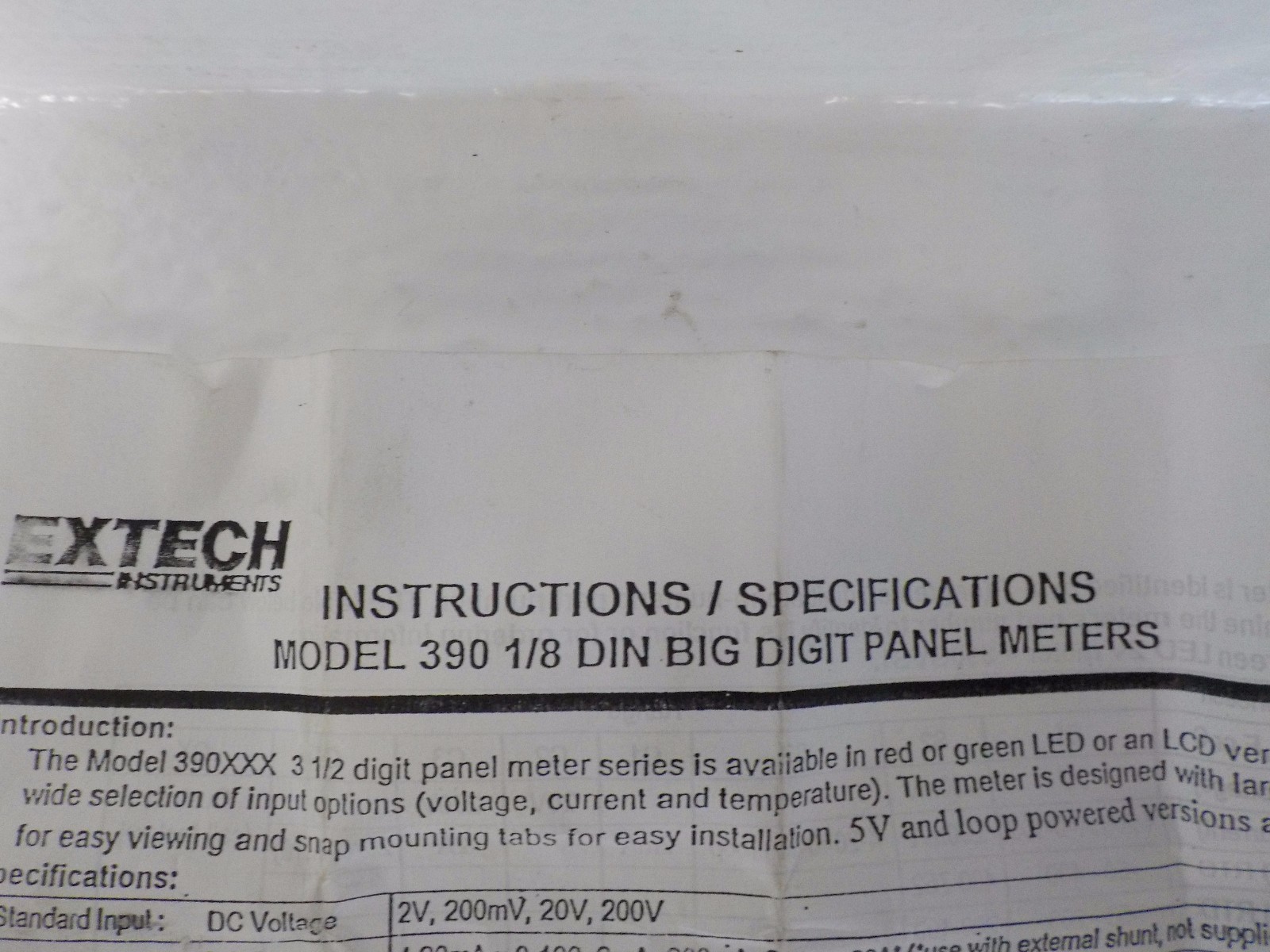 EXTECH INSTRUMENTS 390LAS3 NEW 1/8 DIN BIG DIGIT LCD PANEL METER 390LAS3