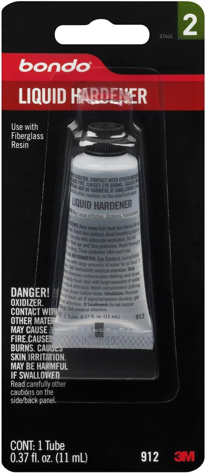 Bondo Liquid Hardener 1 Tube 0.37 Fl Oz., Use with Fiberglass Resin for Auto and
