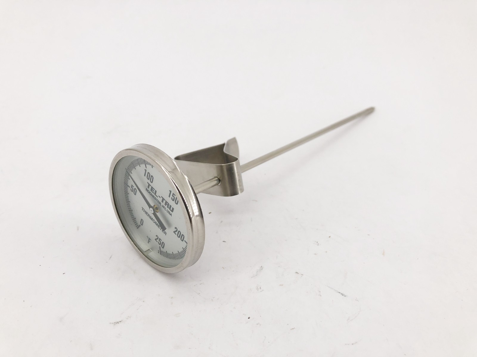 New Tel-Tru LT225R Temp Gauge 0-250 F 8″ Stem 304 GLS 150 CLP