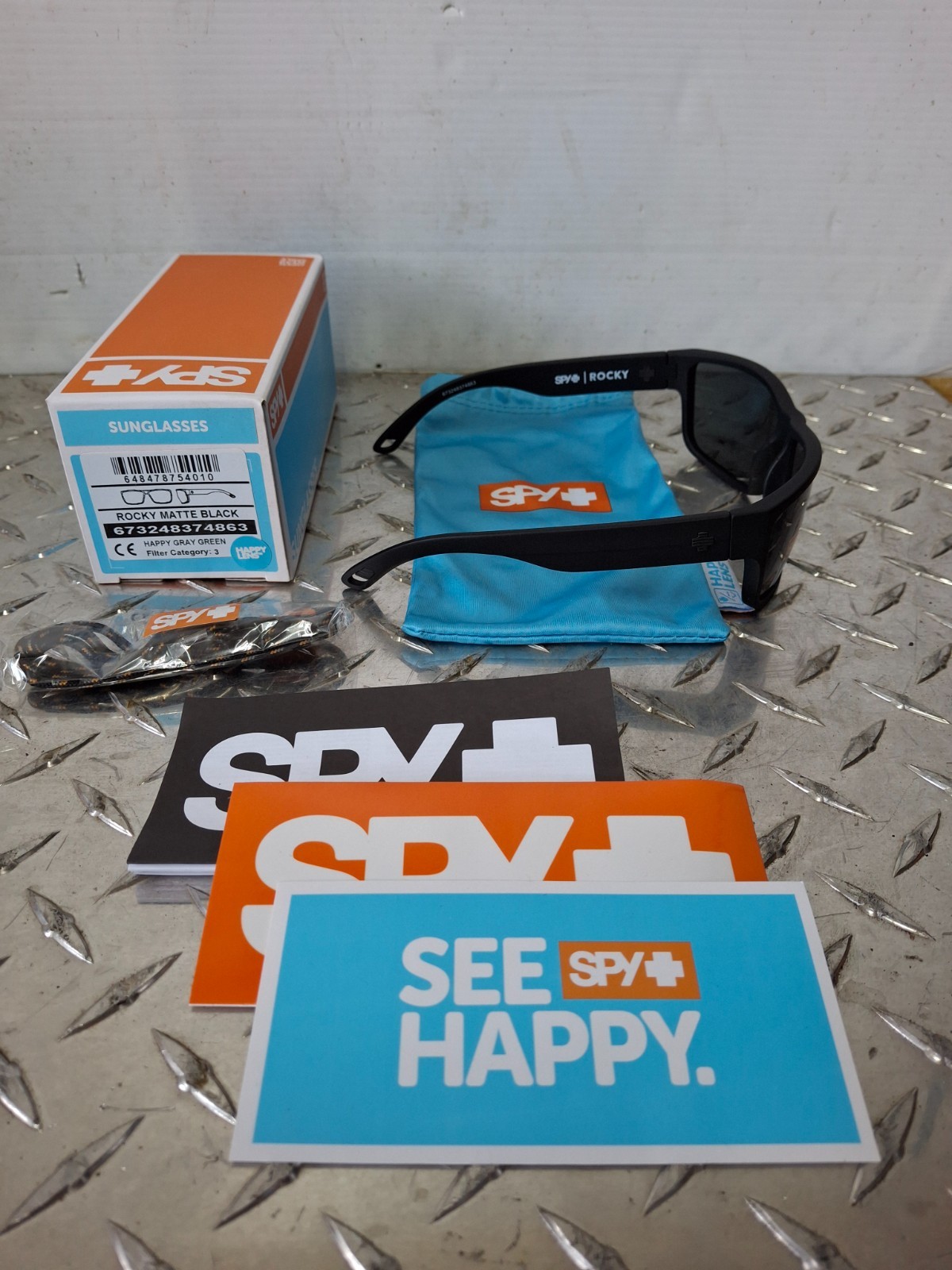Spy Optic Sunglasses ROCKY Matte Black 673248374863 Happy Gray Green