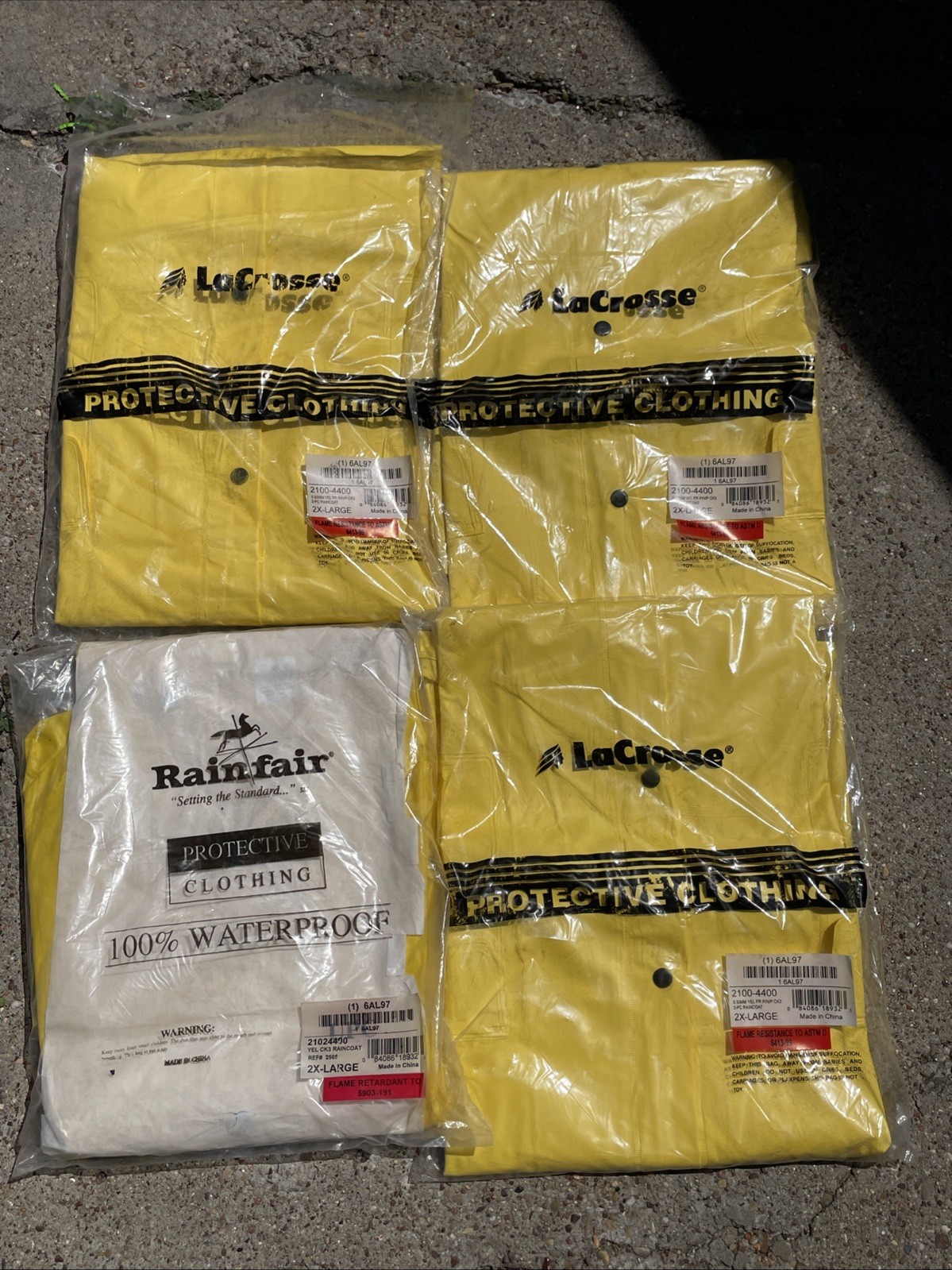 Lot of 3 LaCrosse 1 Rainfair FR Yellow Waterproof Raincoats 2XL Industrial NOS