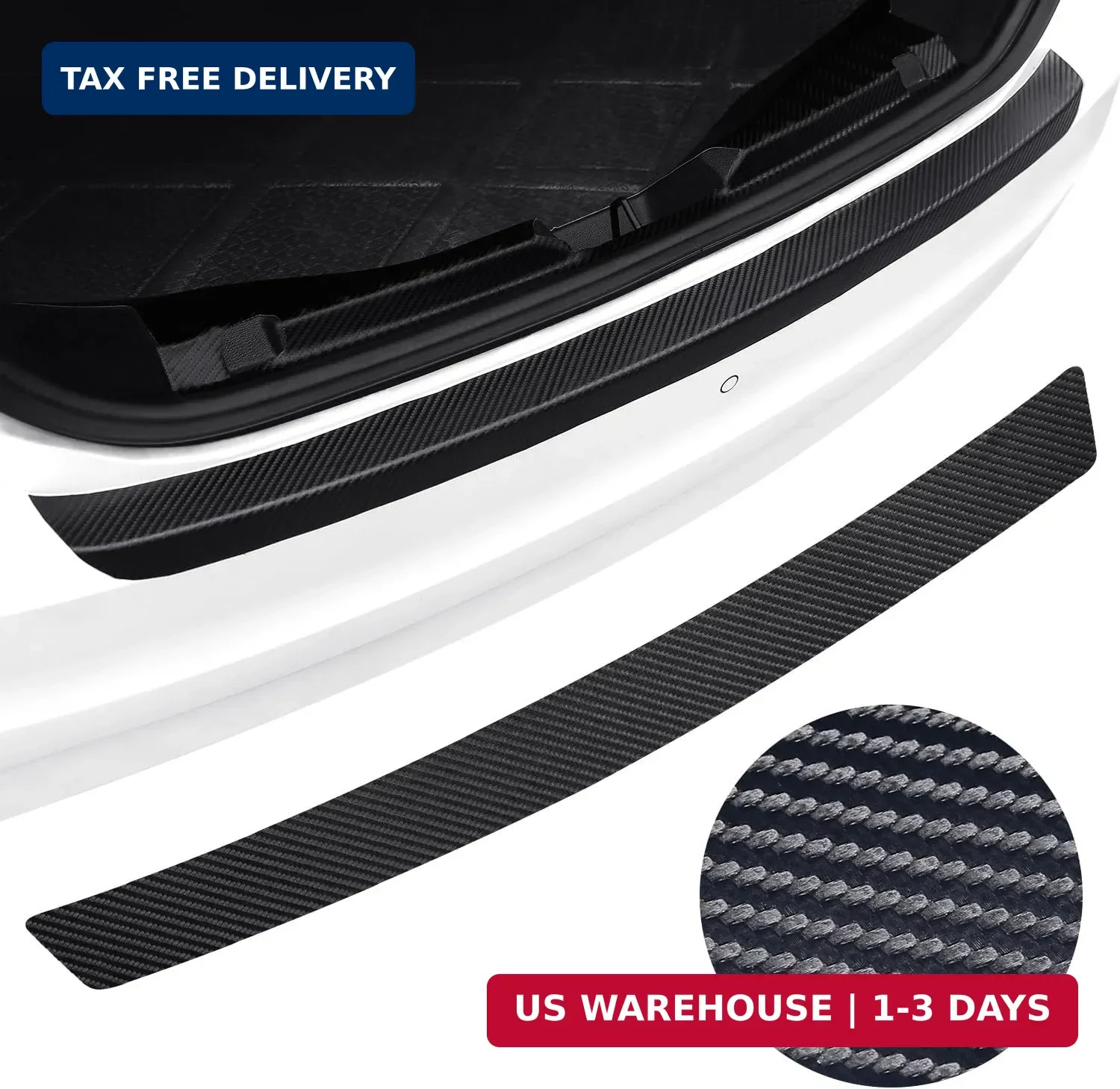 Universal Rear Bumper Protector, 40×3.14 Inches Carbon Fiber Textured Anti-Scrat
