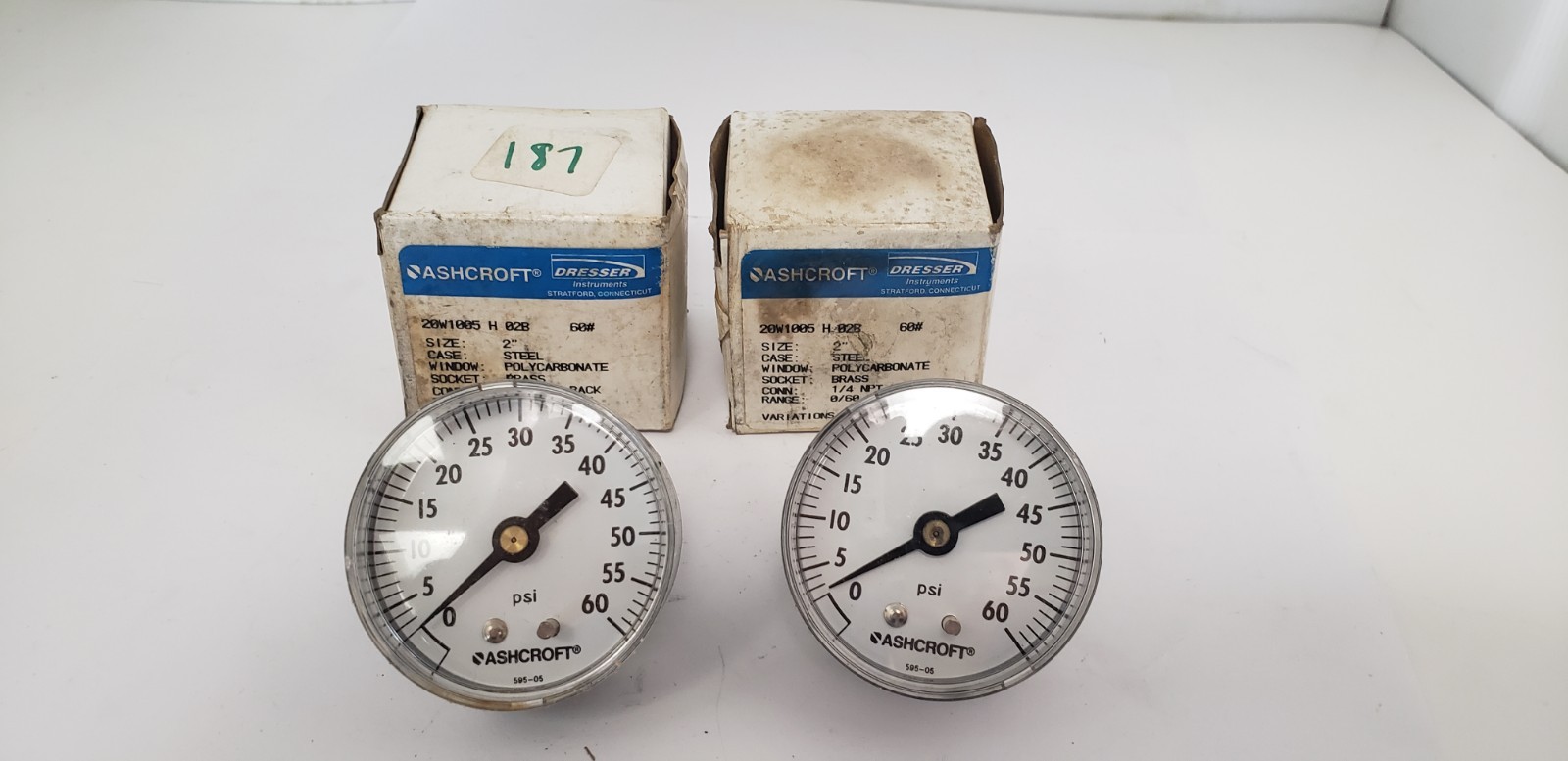 ASHCROFT 20W1005-H-02B 2″ PRESSURE GAUGE, 0/60PSI, 1/4 NPT (LOT OF 2) NIB