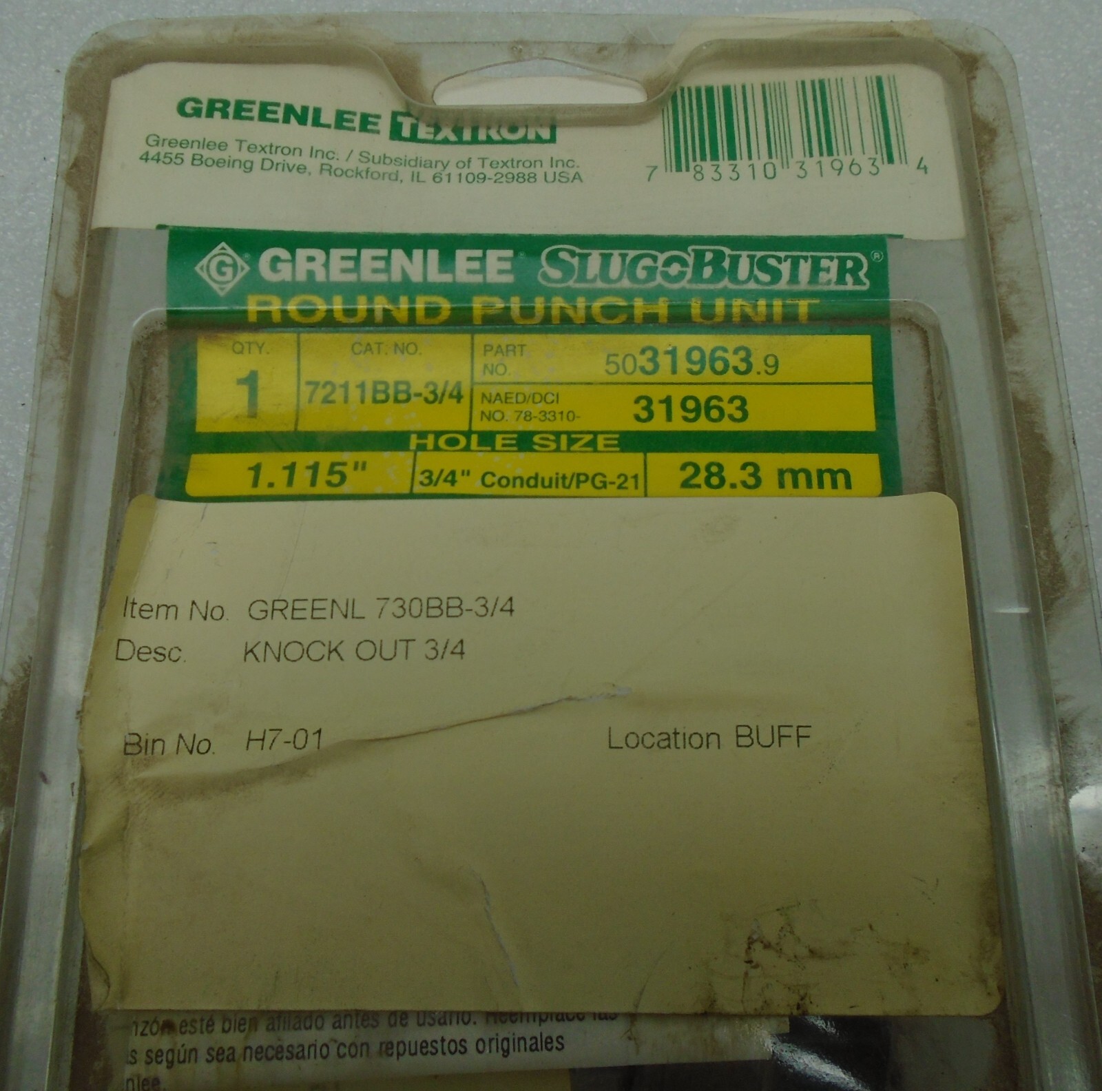 Greenlee 5031963.9 Round Punch Unit 50319639 #725B