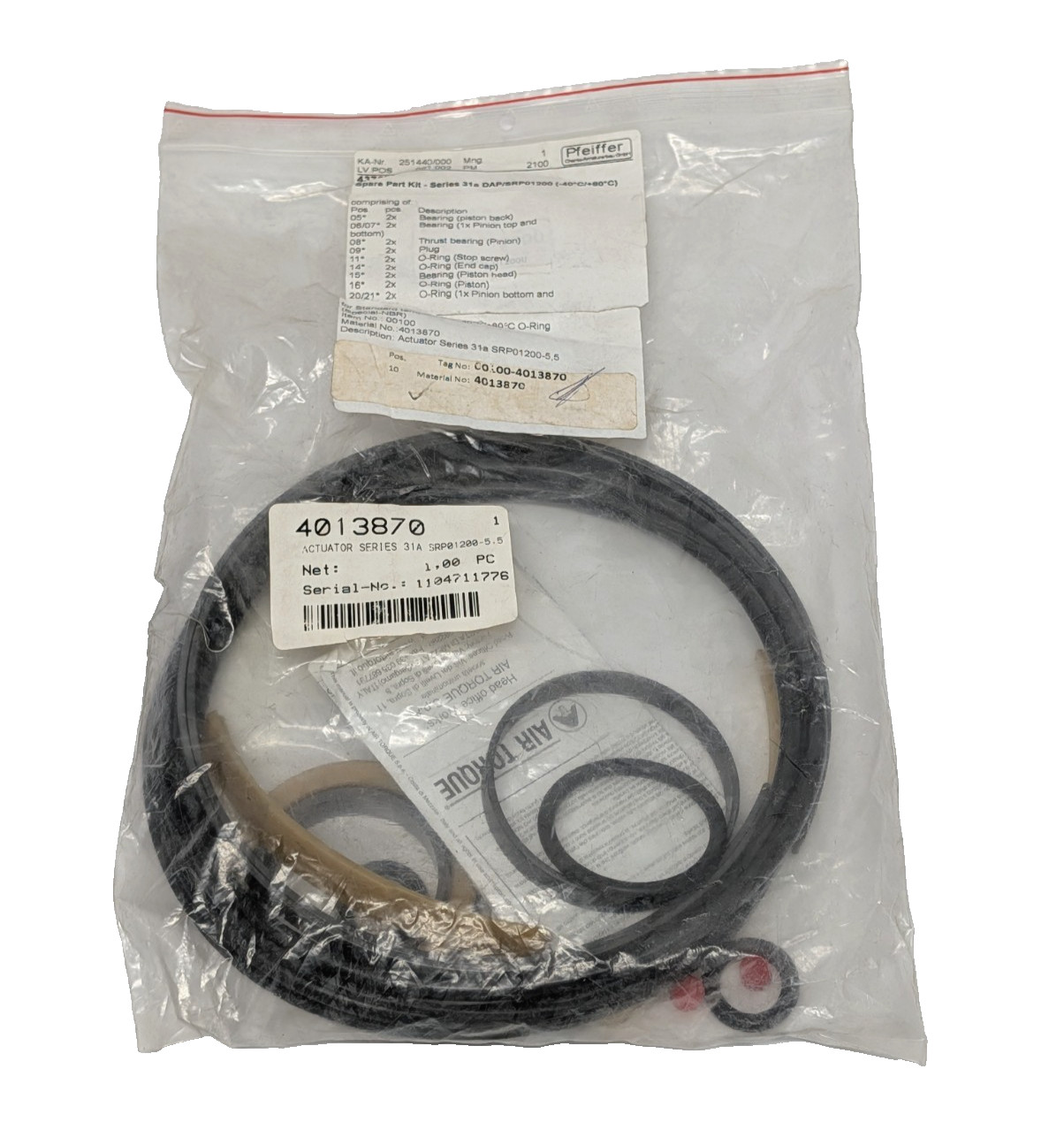 Pfeiffer Spare Part Kit 43727v, Series 31a DAP/SRP01200, KA-Nr. 251440/000.