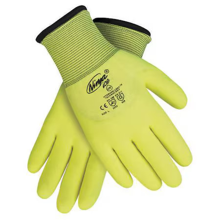 Mcr Safety N9690hvl Coated Gloves, Acrylic Terry/Nylon Lining, High-Visibility