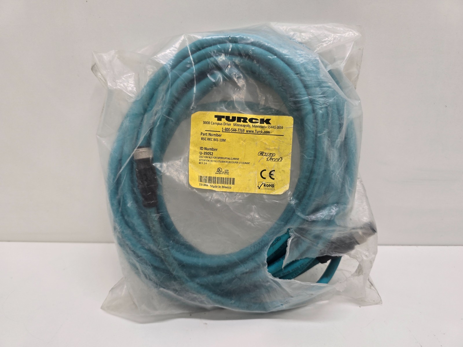 NEW IN BAG! TURCK 10M EURO FAST NETWORK CORDSET RSCRKC841-10M