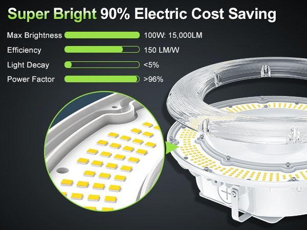 100W LED Canopy Light Commercial Gas Station Light IP65 13,500LM 4500/5000/5700K