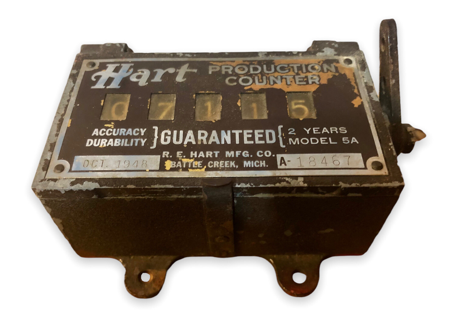 Antique R.E. Hart Production Counter 5A Oct 1948 BATTLE CREEK Working
